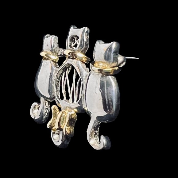 Silver Tone And Gold Tone Trio Of Cats Brooch (4608) - Picture 3 of 4